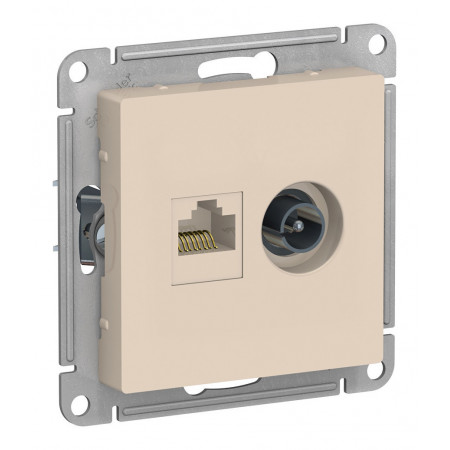 Розетка TV+RJ45 Cat.5 Schneider Electric ATLASDESIGN, оконечная, бежевый