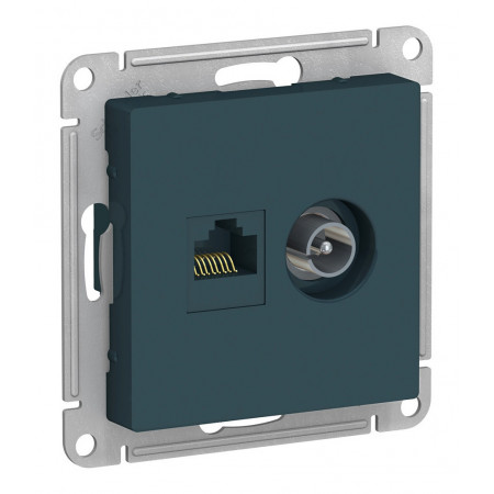 Розетка TV+RJ45 Cat.5 Schneider Electric ATLASDESIGN, оконечная, изумруд