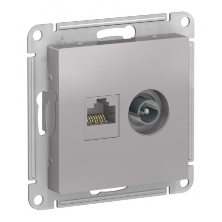 Розетка TV+RJ45 Cat.5 Schneider Electric ATLASDESIGN, оконечная, алюминий