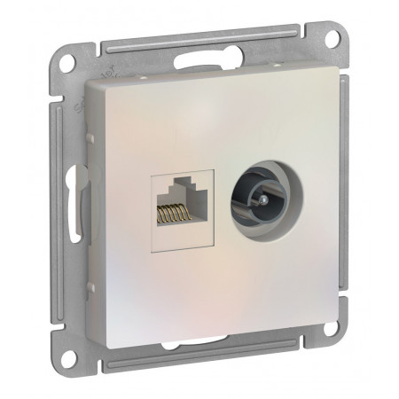 Розетка TV+RJ45 Cat.5 Schneider Electric ATLASDESIGN, оконечная, жемчуг