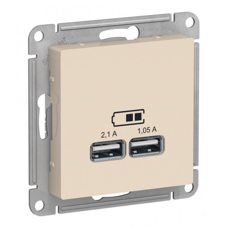 Розетка 2xUSB Schneider Electric ATLASDESIGN, бежевый