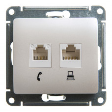 Розетка 2xRJ11+RJ45 Cat.5 Schneider Electric GLOSSA, перламутр