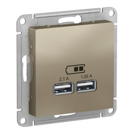 Розетка 2xUSB Schneider Electric ATLASDESIGN, шампань