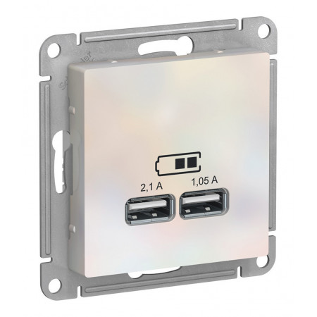 Розетка 2xUSB Schneider Electric ATLASDESIGN, жемчуг