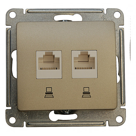 Розетка двойная компьютерная RJ45 Cat.5 Schneider Electric GLOSSA, титан