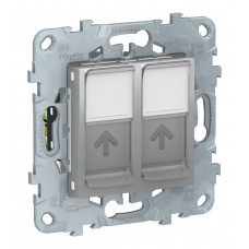 Розетка компьютерная 2xRJ45 Cat.5 Schneider Electric UNICA NEW, алюминий