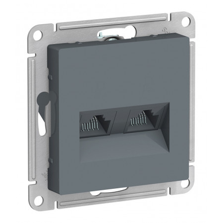 Розетка компьютерная 2xRJ45 Cat.5 Schneider Electric ATLASDESIGN, грифель