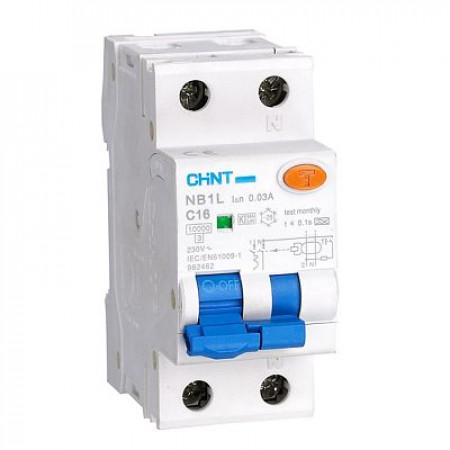 Дифференциальный автомат NB1L 1P+N B6 30mA тип AC 10kA (36mm) (R) CHINT 203096