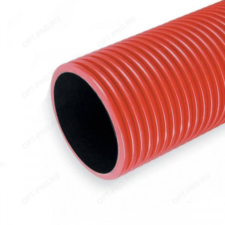 Труба гофрированная двустенная ПЭ гибкая с/з красная д40 (50м/уп)