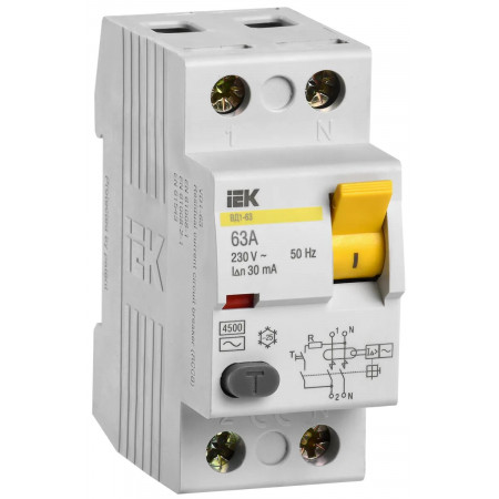 УЗО (ВДТ) двухполюсный IEK ВД1-63 63А AC30