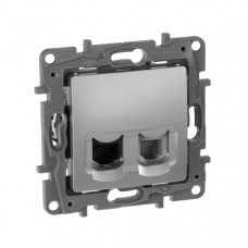 Розетка телефон/интернет RJ11/RJ45 UTP кат.5 Алюминий. Legrand. Etika Розетка телефон/интернет RJ11/RJ45 UTP кат.5 Алюминий. Legrand. Etika