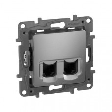 Розетка двойная компьютерная RJ45 UTP Алюминий. Legrand Etika Розетка двойная компьютерная RJ45 UTP Алюминий. Legrand Etika