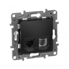 Розетка телефон/интернет RJ11/RJ45 UTP кат.5 Антрацит. Legrand. Etika Розетка телефон/интернет RJ11/RJ45 UTP кат.5 Антрацит. Legrand. Etika