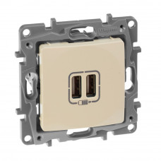 Зарядное устройство с двумя USB-разьемами 240В/5В 2,4А Слоновая кость. Legrand Etika Зарядное устройство с двумя USB-разьемами 240В/5В 2,4А Слоновая кость. Legrand Etika