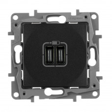 Зарядное устройство с двумя USB-разьемами тип C-тип С 240В/5В 3000мА - Etika - Цвет Антрацит