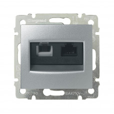 Розетка телефон/интернте RJ11/RJ45 UTP кат.6 Алюминий. Valena