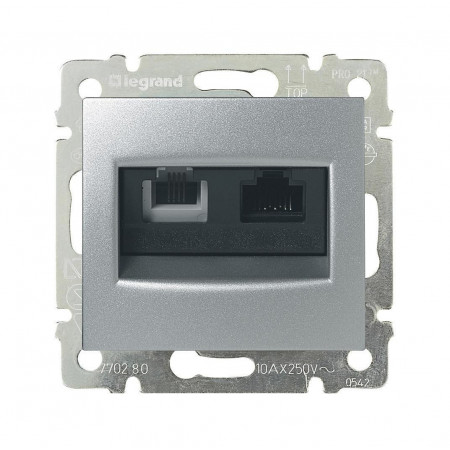 Розетка телефон/интернте RJ11/RJ45 UTP кат.6 Алюминий. Valena