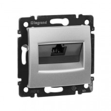 Розетка компьютерная RJ45 UTP Кат.5e на захватах Алюминий. Valena