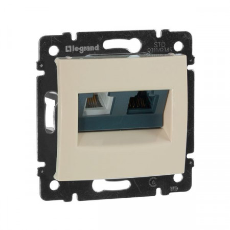 Розетка телефон/интернте RJ11/RJ45 UTP кат.6 Слоновая кость. Valena