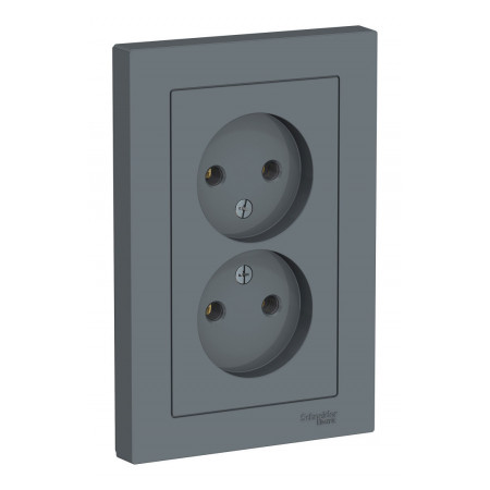 Розетка двухместная Schneider Electric ATLASDESIGN, скрытый монтаж, грифель