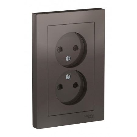 Розетка двухместная Schneider Electric ATLASDESIGN, скрытый монтаж, со шторками, мокко