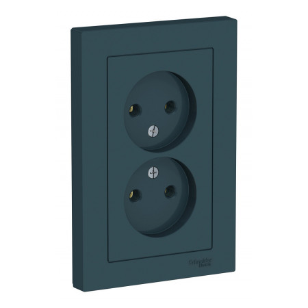 Розетка двухместная Schneider Electric ATLASDESIGN, скрытый монтаж, изумруд