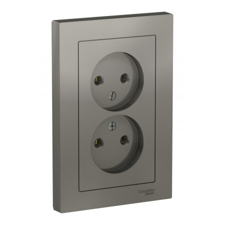 Розетка двухместная Schneider Electric ATLASDESIGN, скрытый монтаж, сталь