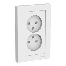 Розетка двухместная с рамкой Schneider Electric ATLASDESIGN, скрытый монтаж, со шторками, винтовые клеммы, белый Розетка двухместная с рамкой Schneider Electric ATLASDESIGN, скрытый монтаж, со шторками, винтовые клеммы, белый