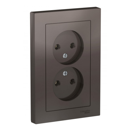 Розетка двухместная Schneider Electric ATLASDESIGN, скрытый монтаж, мокко