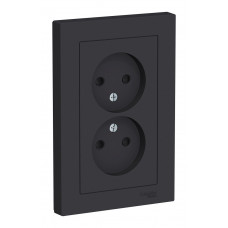 Розетка двухместная Schneider Electric ATLASDESIGN, скрытый монтаж, со шторками, карбон Розетка двухместная Schneider Electric ATLASDESIGN, скрытый монтаж, со шторками, карбон