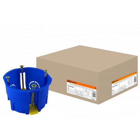 Коробка установочная СП D68х45мм, саморезы, пл. лапки, синяя, IP20, TDM TDM